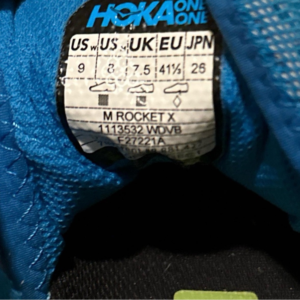 HOKA One One Rocket X Women’s Size 9 Blue White Carbon Plate Running Shoes - Picture 7 of 7